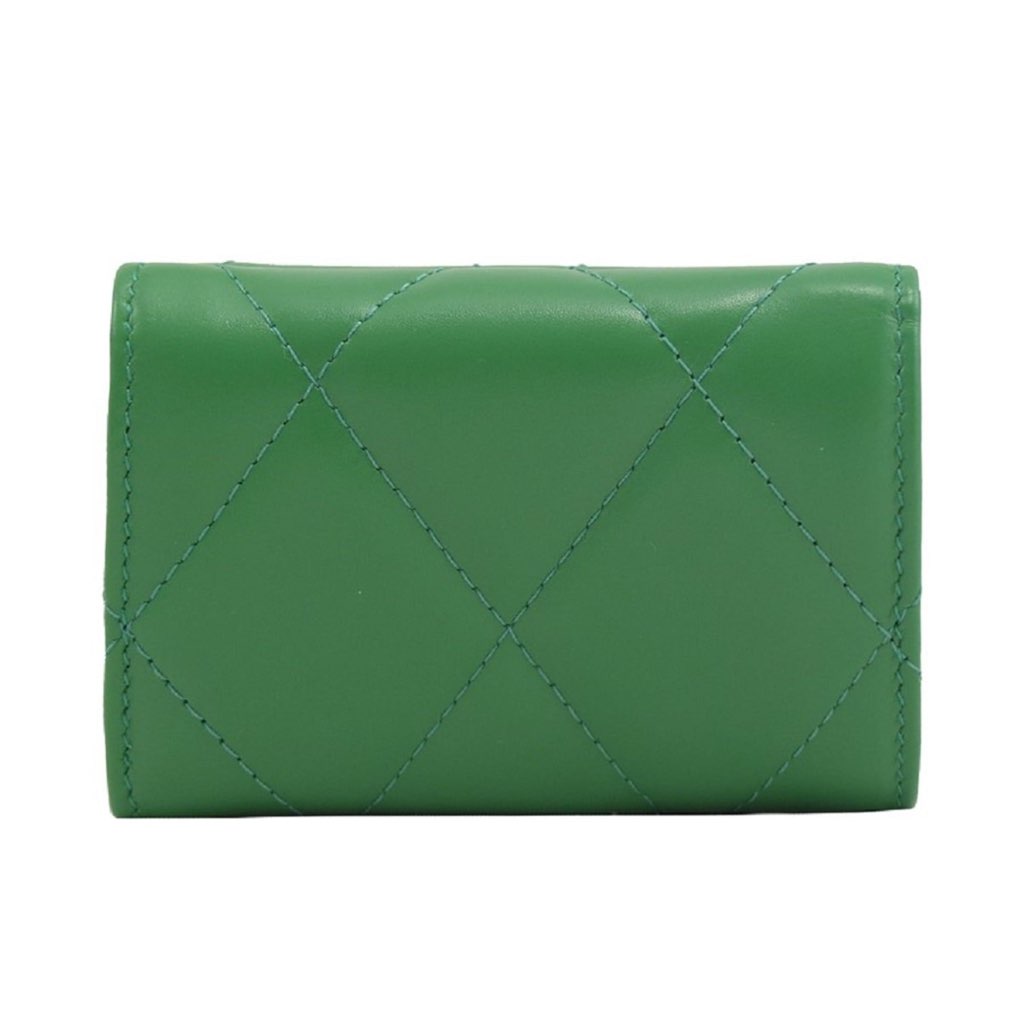 Balenciaga Balenciaga Touch Leaf Green Nappa Leather Quilted Mini Trifold Wallet - Image 6
