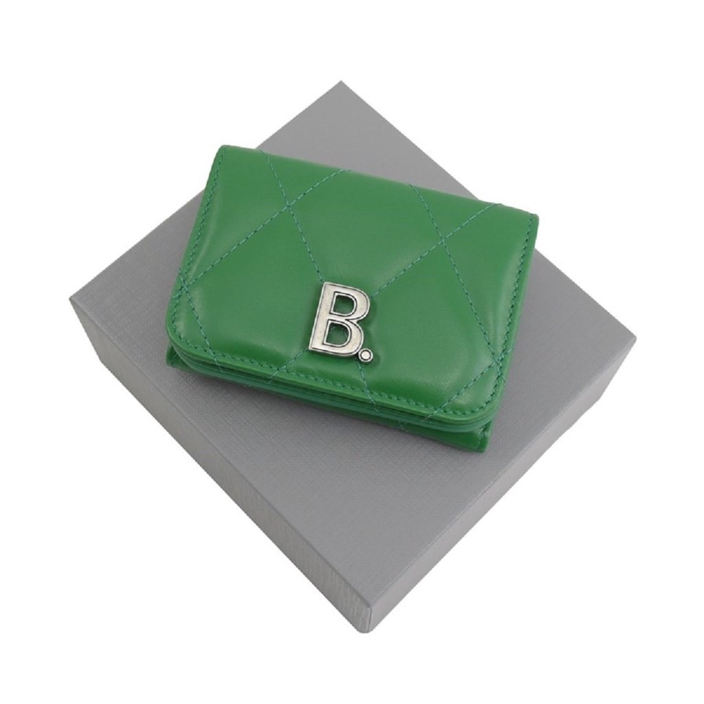 Balenciaga Balenciaga Touch Leaf Green Nappa Leather Quilted Mini Trifold Wallet - Detail 2