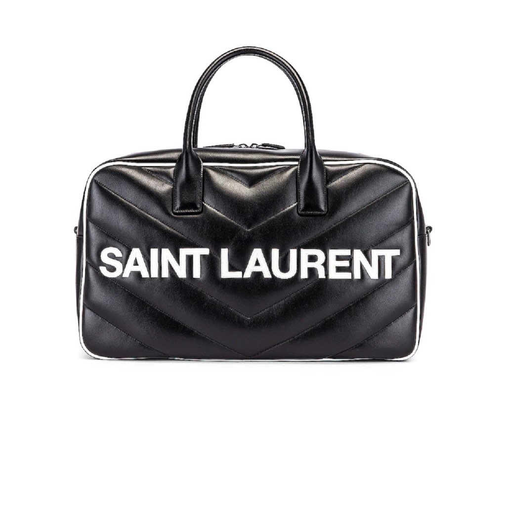 Saint Laurent Saint Laurent Miles Logo Black Calf Leather Duffel Bowling Bag - Back view