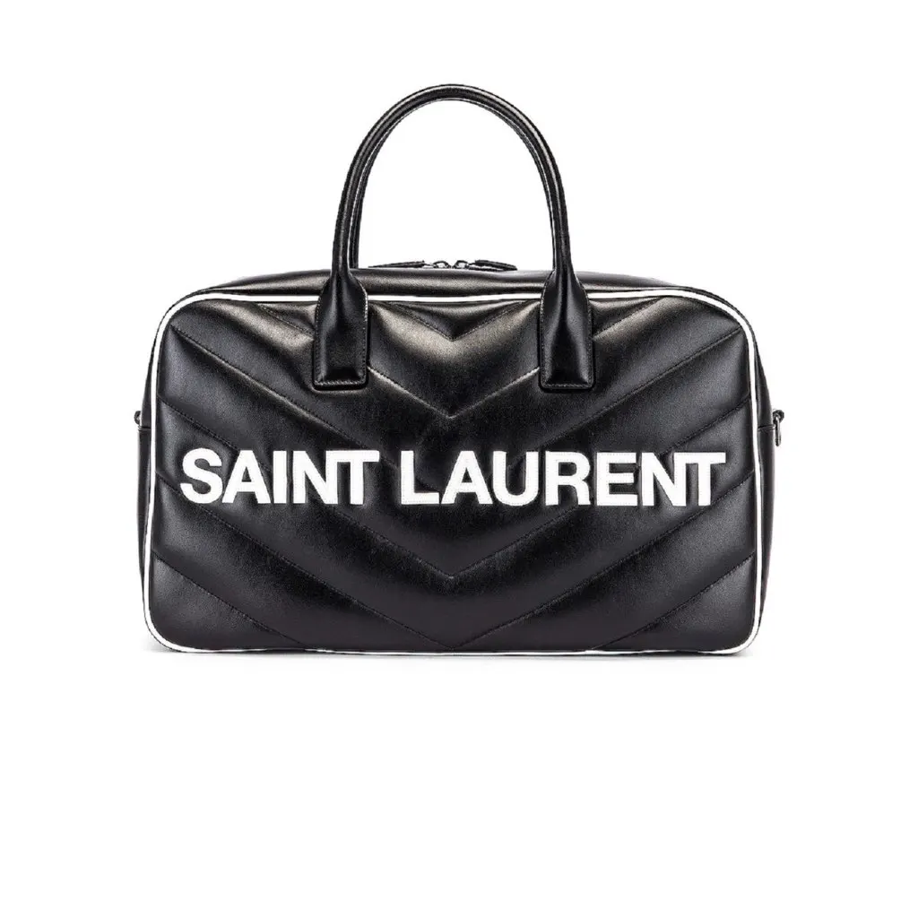 Saint Laurent Miles Logo Black Calf Leather Duffel Bowling Bag Black Leather Never worn, with tag - Back View
