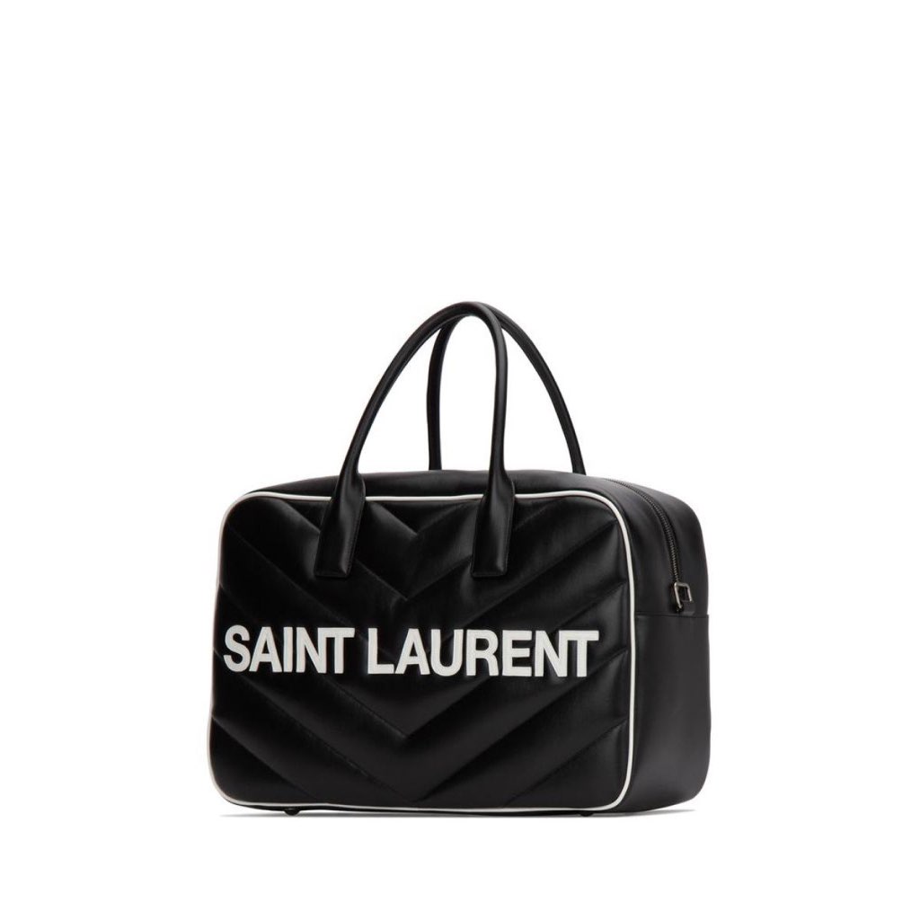 Saint Laurent Saint Laurent Miles Logo Black Calf Leather Duffel Bowling Bag - Image 6