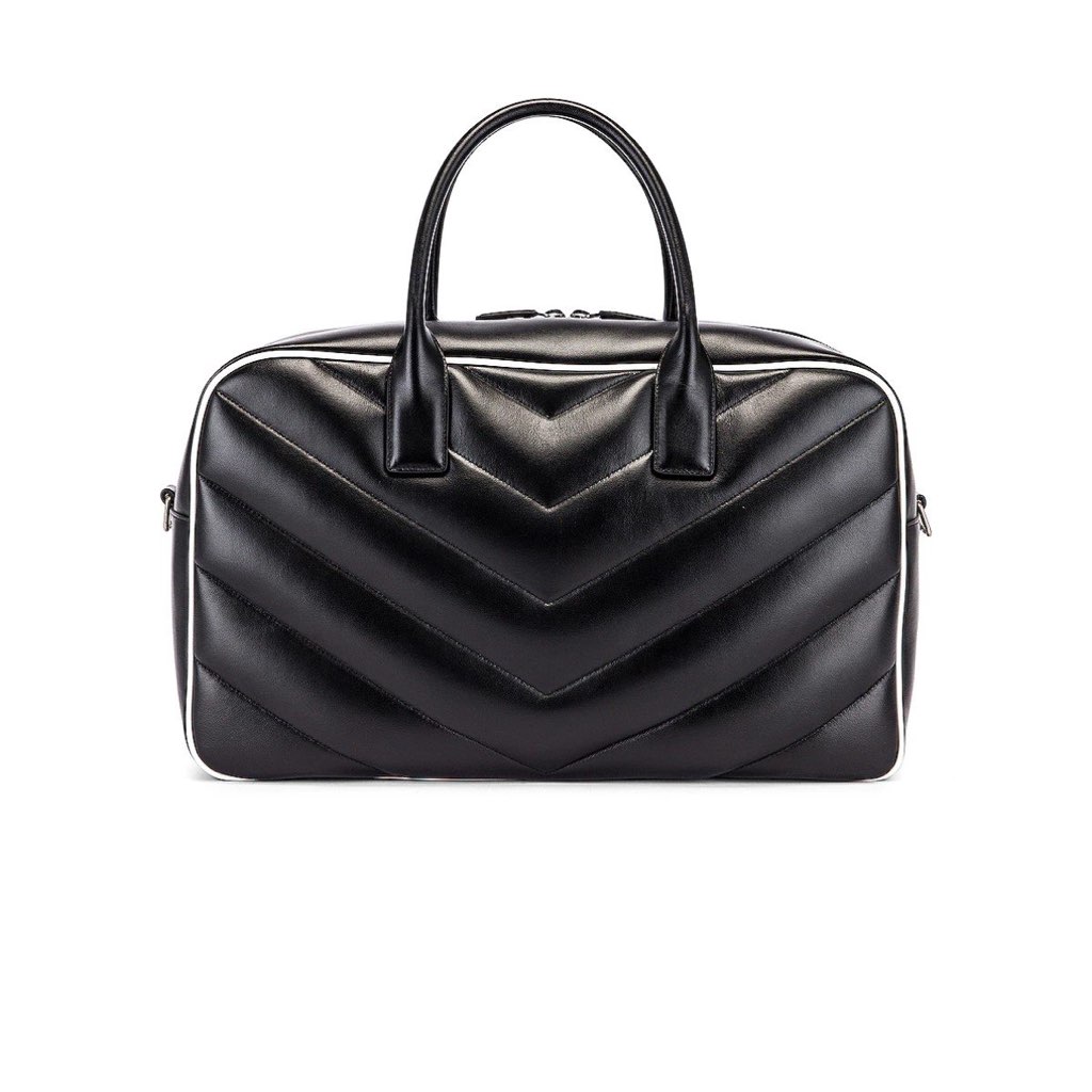 Saint Laurent Saint Laurent Miles Logo Black Calf Leather Duffel Bowling Bag - 4
