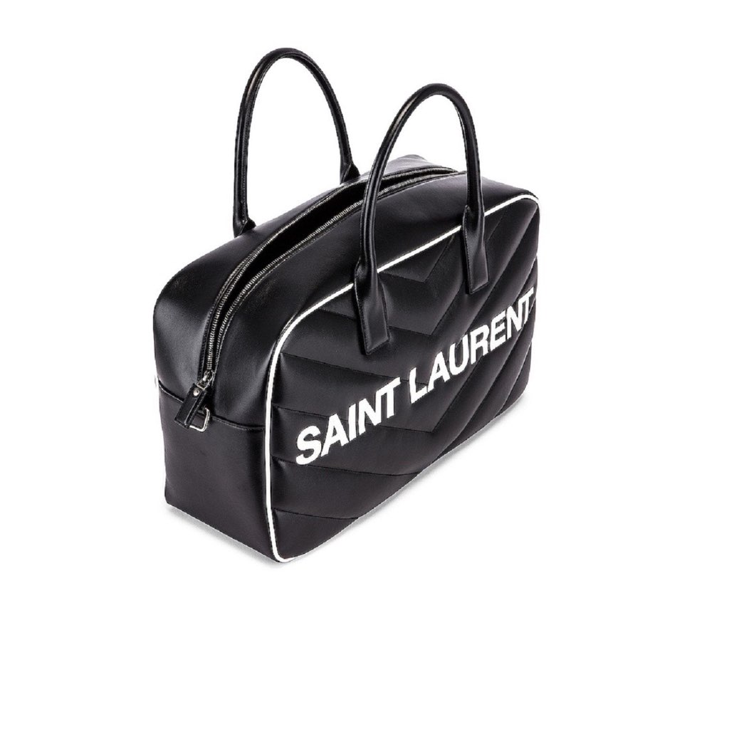 Saint Laurent Saint Laurent Miles Logo Black Calf Leather Duffel Bowling Bag - Side view