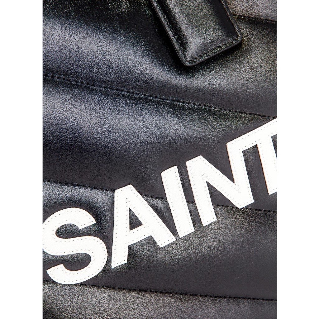 Saint Laurent Saint Laurent Miles Logo Black Calf Leather Duffel Bowling Bag - Detail 1