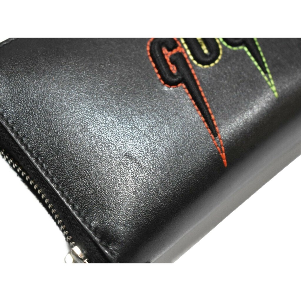 Gucci Gucci Black Leather Rainbow Blade Lightning Logo Long Wallet - Image 12