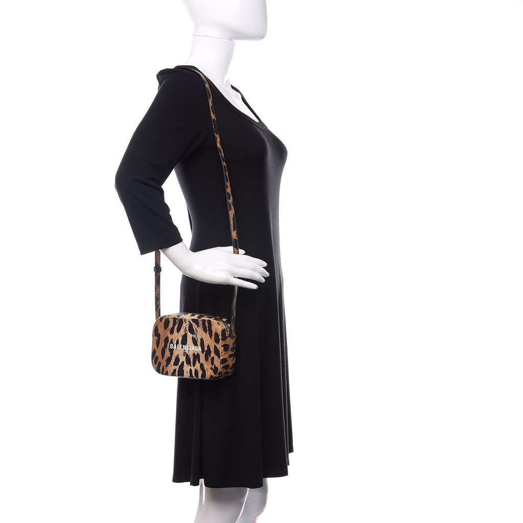 Balenciaga Balenciaga Calfskin Logo Printed Leopard XS Everyday Camera Bag - Image 6