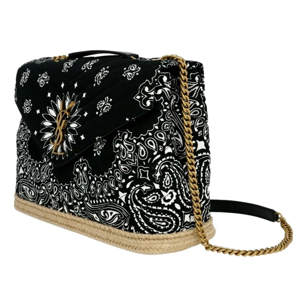 Saint Laurent Loulou Black Paisley Quilted Cross Body Bag Black Cotton Never worn - Back View