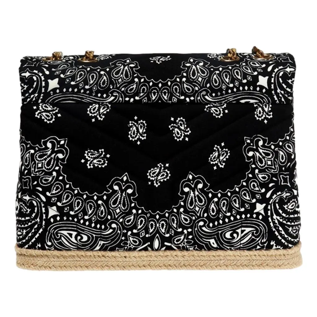 Saint Laurent Loulou Black Paisley Quilted Cross Body Bag Black Cotton Never worn - Model View