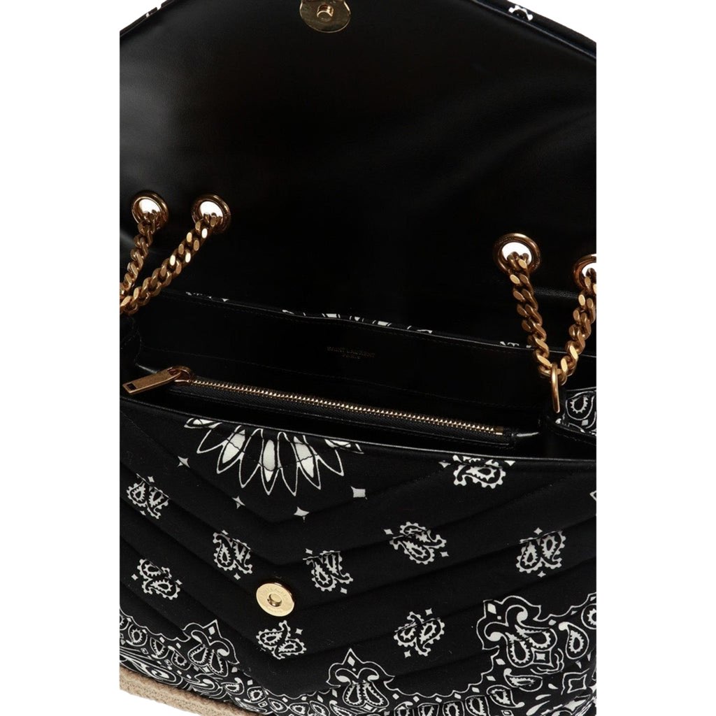 Saint Laurent Saint Laurent Loulou Black Paisley Quilted Cross Body Bag - Detail 1