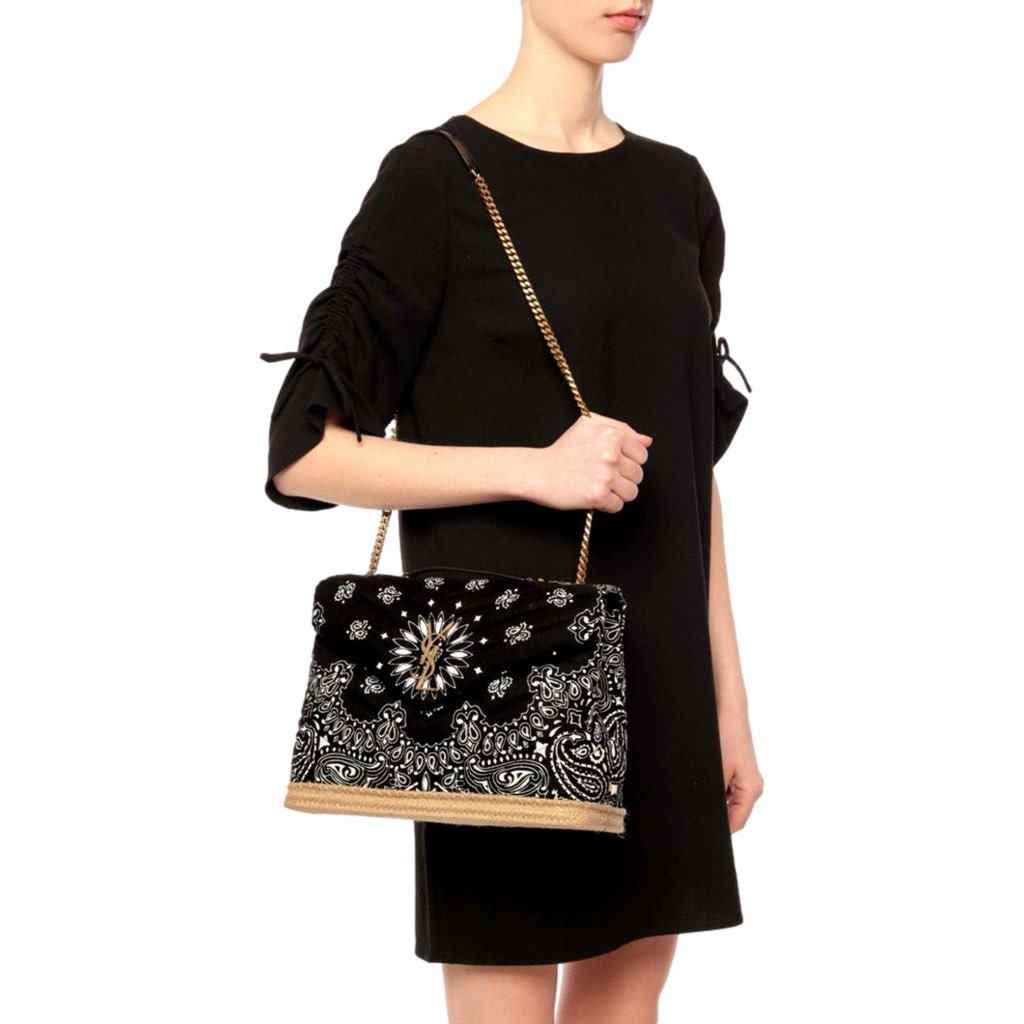 Saint Laurent Saint Laurent Loulou Black Paisley Quilted Cross Body Bag - Image 11