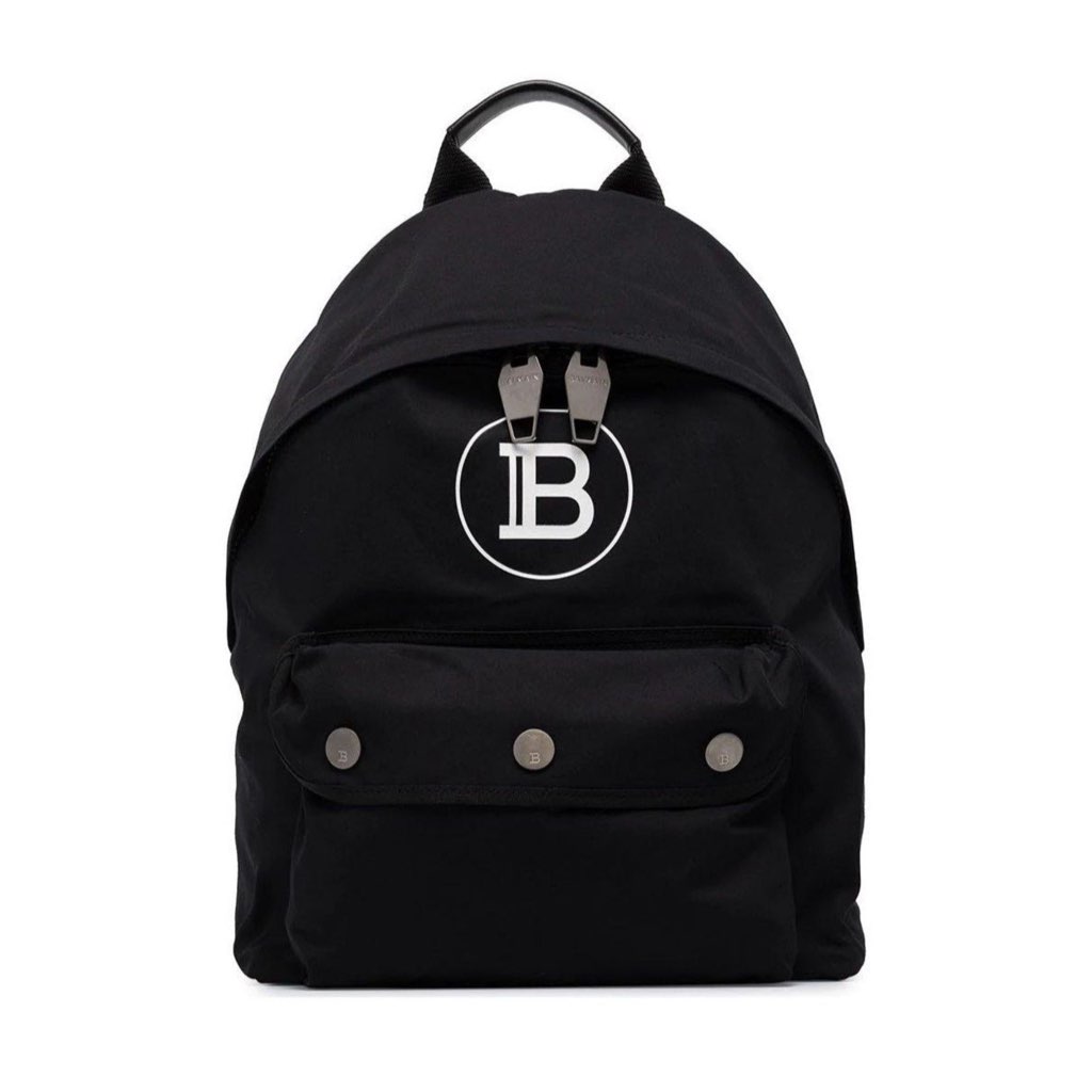 Balmain Balmain B-Back Black Nylon White Logo Backpack - Back view