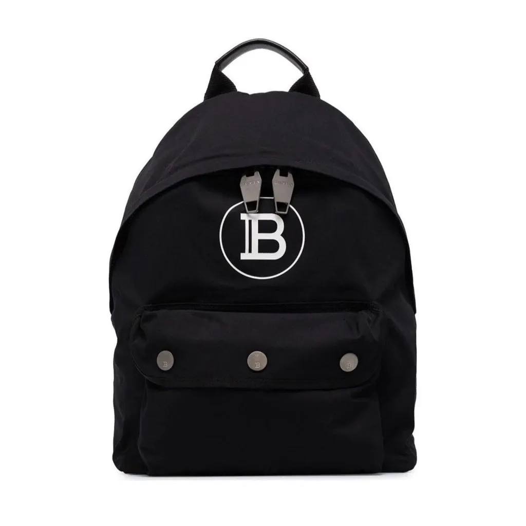 Balmain B-Back Black Nylon White Logo Backpack Black Never worn, with tag - Back View