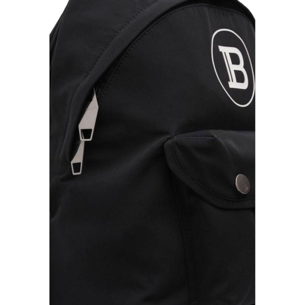 Balmain Balmain B-Back Black Nylon White Logo Backpack - Detail 1