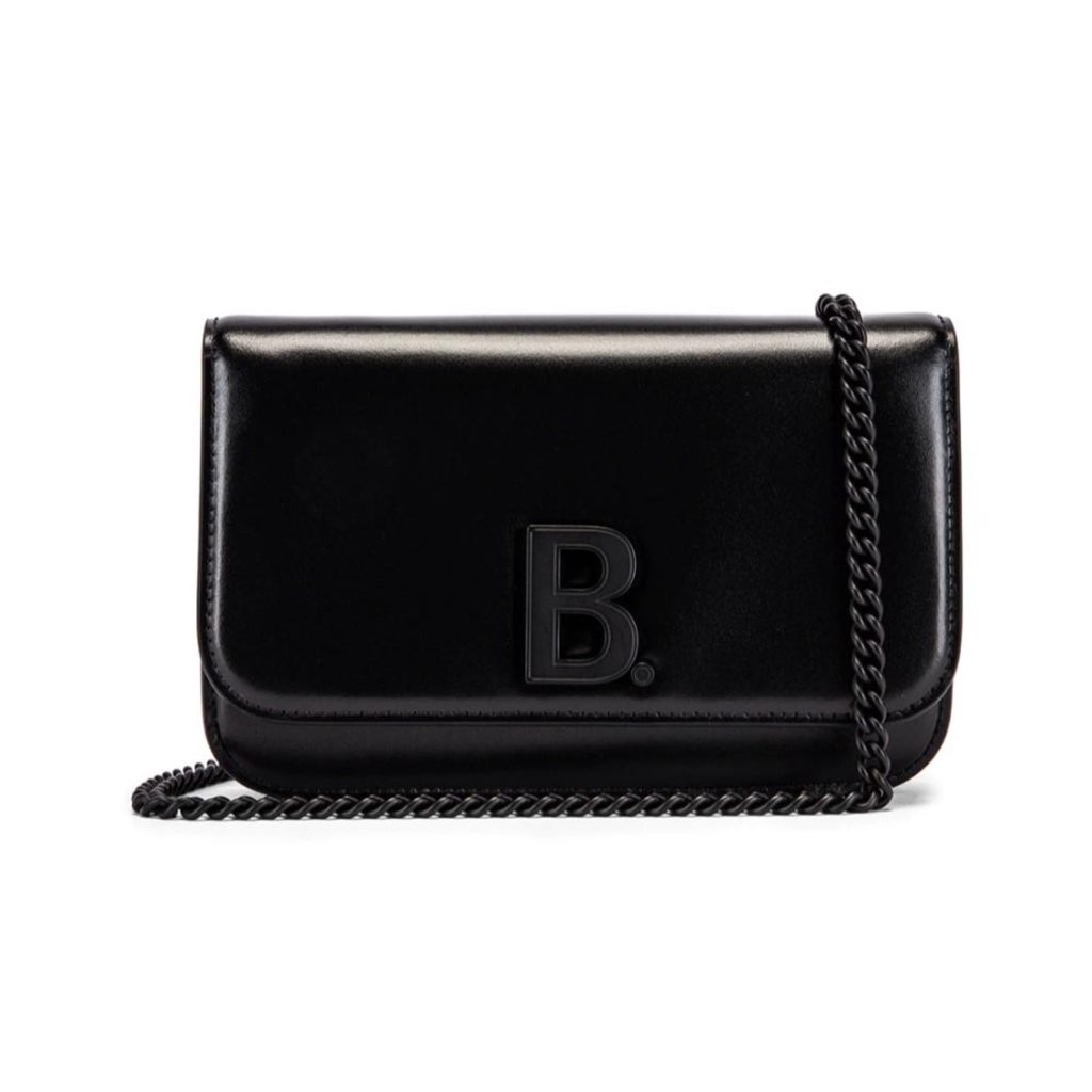 Balenciaga Balenciaga Black Shiny Calfskin Leather Chain Wallet Shoulder Bag
