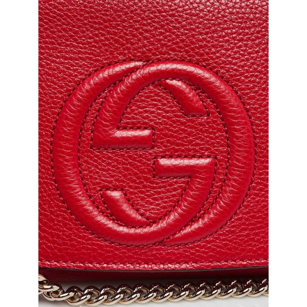 Gucci Gucci Soho Disco GG Tassel Chain Crossbody Flap Leather Bag Red - Detail 1