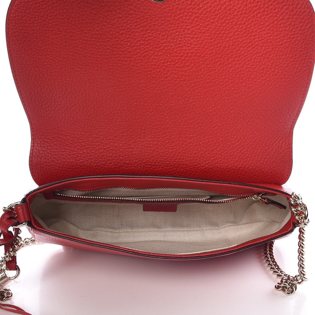 Gucci Gucci Soho Disco GG Tassel Chain Crossbody Flap Leather Bag Red - Image 10