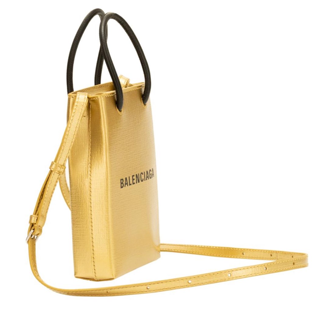 Balenciaga Balenciaga Gold Calfskin Leather Shopper Cross Body Bag - Back view
