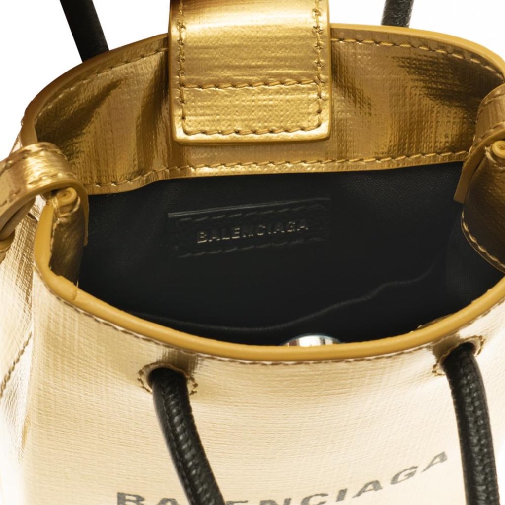 Balenciaga Balenciaga Gold Calfskin Leather Shopper Cross Body Bag - Image 14