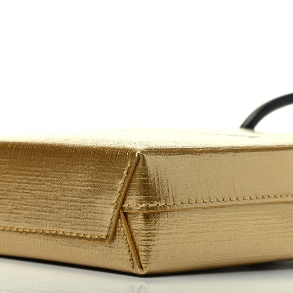 Balenciaga Balenciaga Gold Calfskin Leather Shopper Cross Body Bag - Detail 1