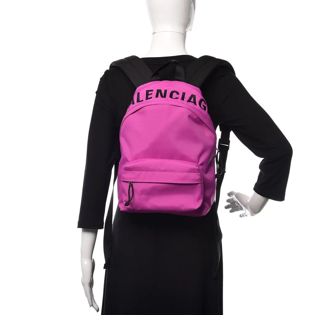 Balenciaga Logo Wheel Sport Nylon Pink Backpack Pink Canvas Never worn, with tag - Back View