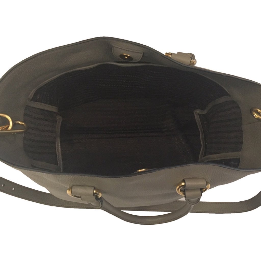 Prada Prada Gray Vitello Phenix Shopping Tote Bag - Back view