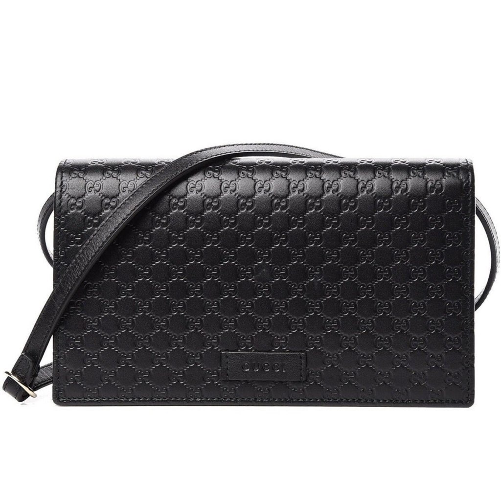 Gucci Gucci Microguccissima GG Logo Black Leather Wallet Crossbody Handbag