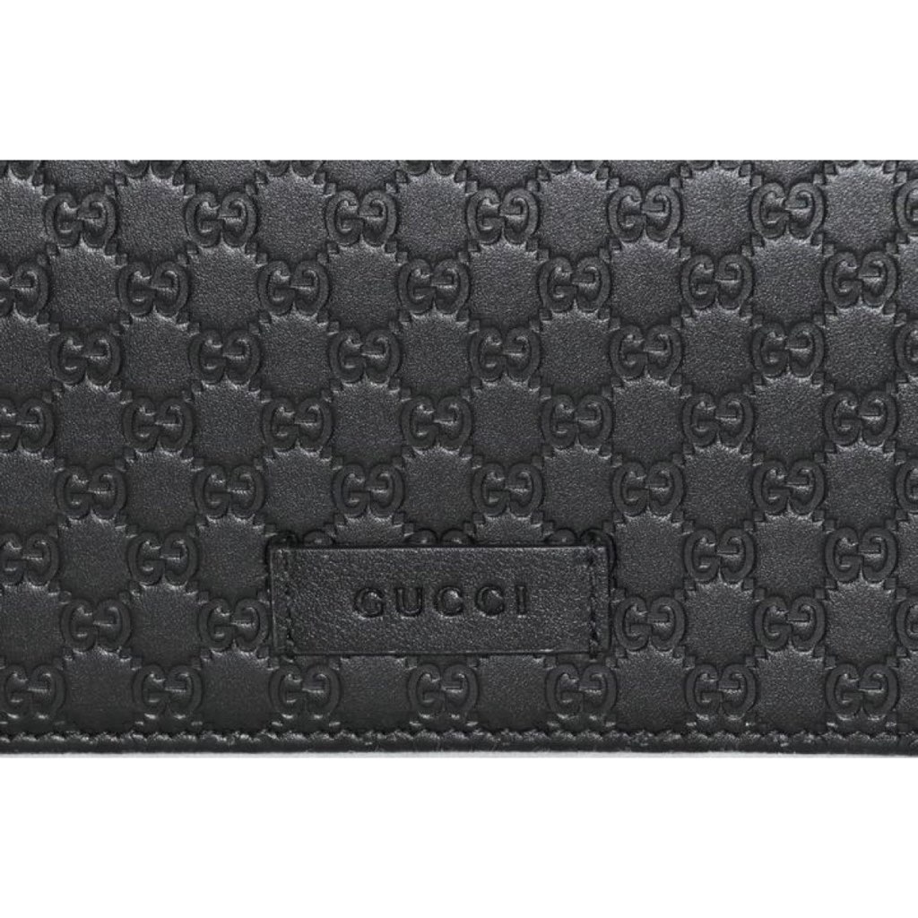 Gucci Gucci Microguccissima GG Logo Black Leather Wallet Crossbody Handbag - Side view