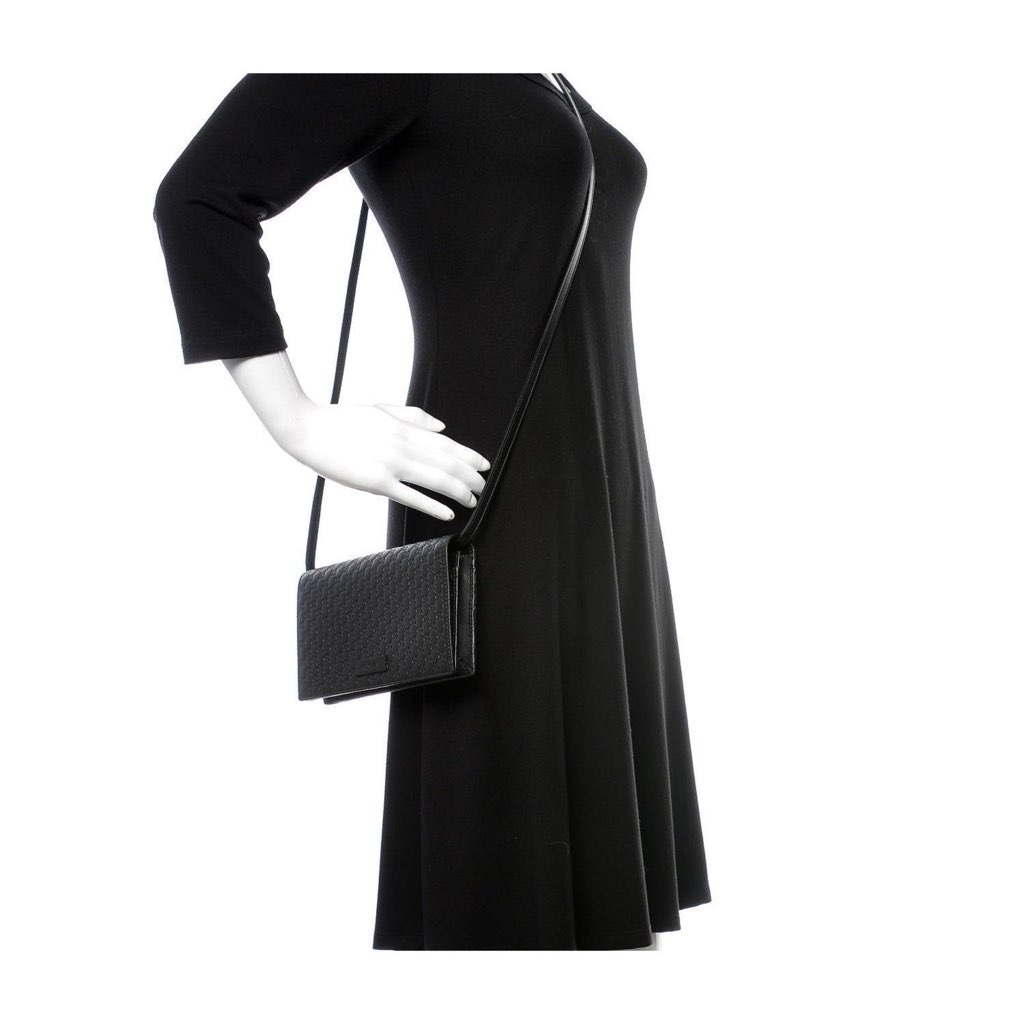 Gucci Gucci Microguccissima GG Logo Black Leather Wallet Crossbody Handbag - Image 12