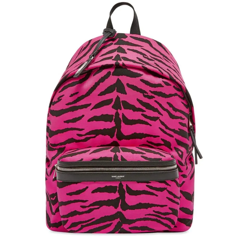 Saint Laurent Unisex Pink Zebra City Backpack Pink Canvas Never worn, with tag - Front View