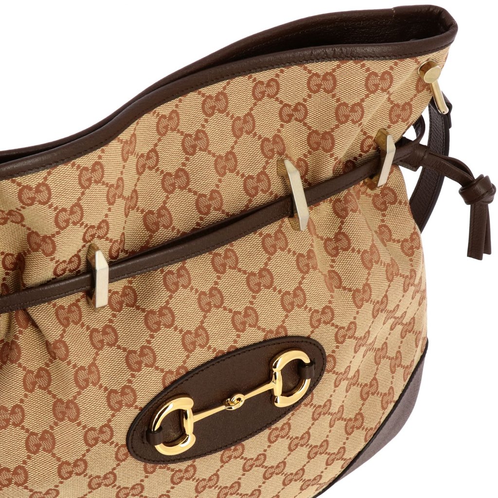 Gucci Gucci 1955 Horsebit Beige Canvas Drawstring Cross Body Bag - Detail 1