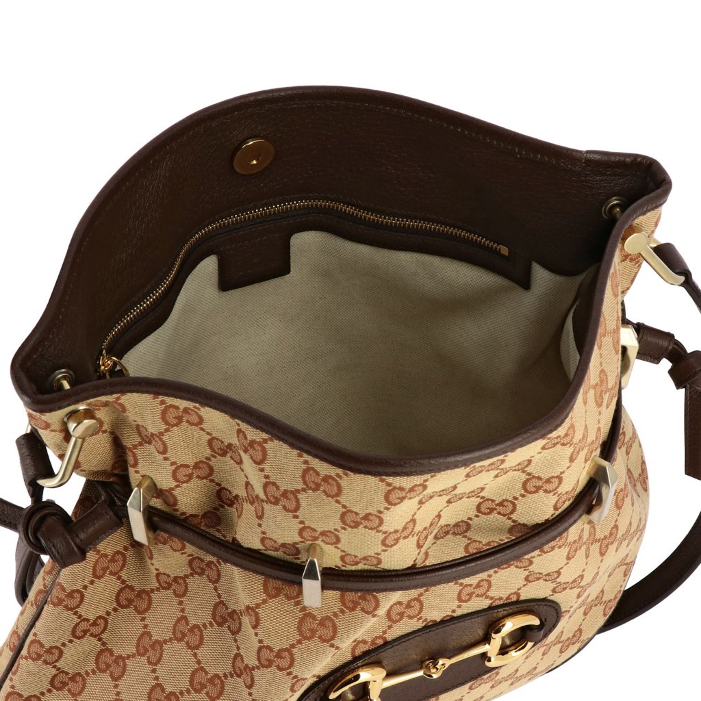 Gucci Gucci 1955 Horsebit Beige Canvas Drawstring Cross Body Bag - Detail 2