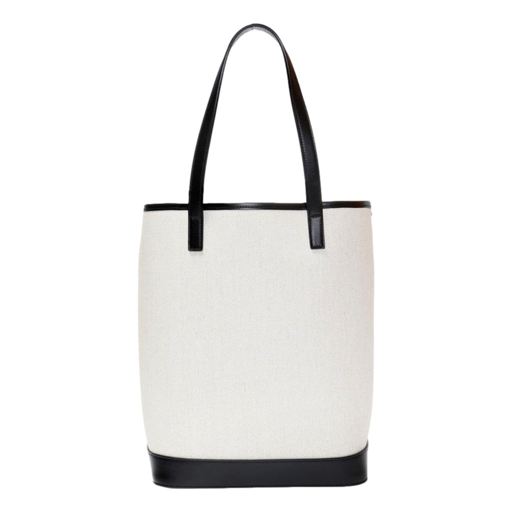 Saint Laurent Saint Laurent Teddy White Coated Linen Drawstring Bucket Bag - 4
