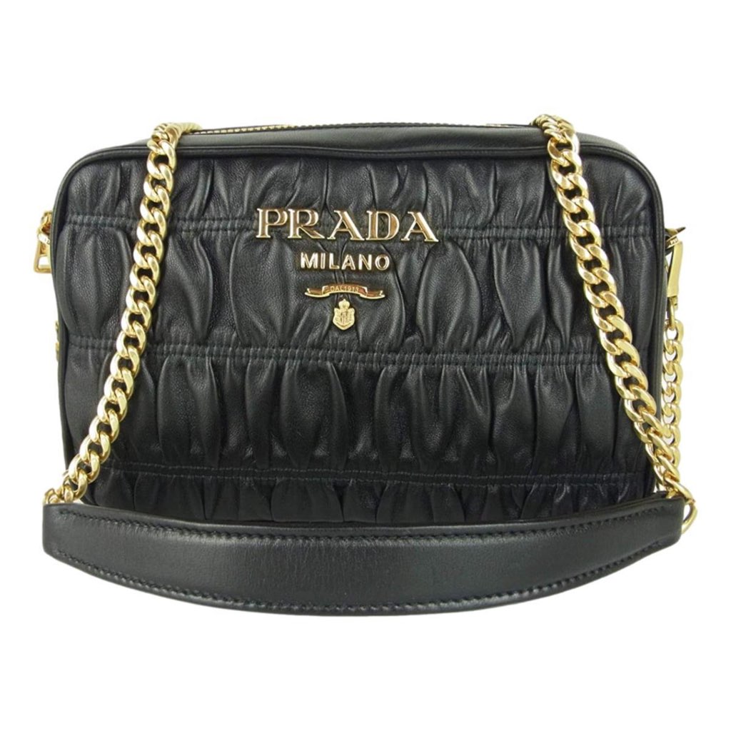 Prada Prada Black Gaufre Leather Small Crossbody Bag
