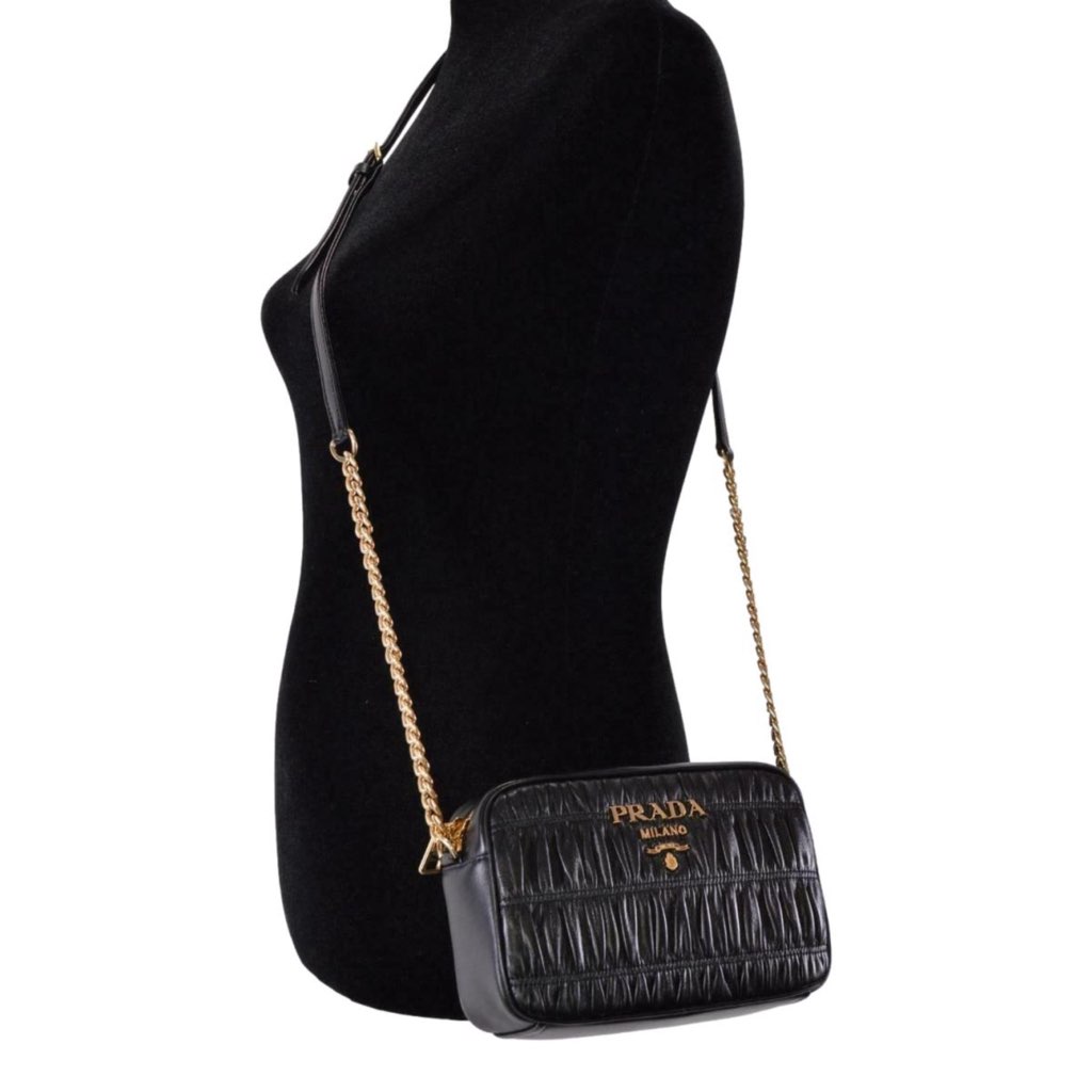 Prada Prada Black Gaufre Leather Small Crossbody Bag - Back view