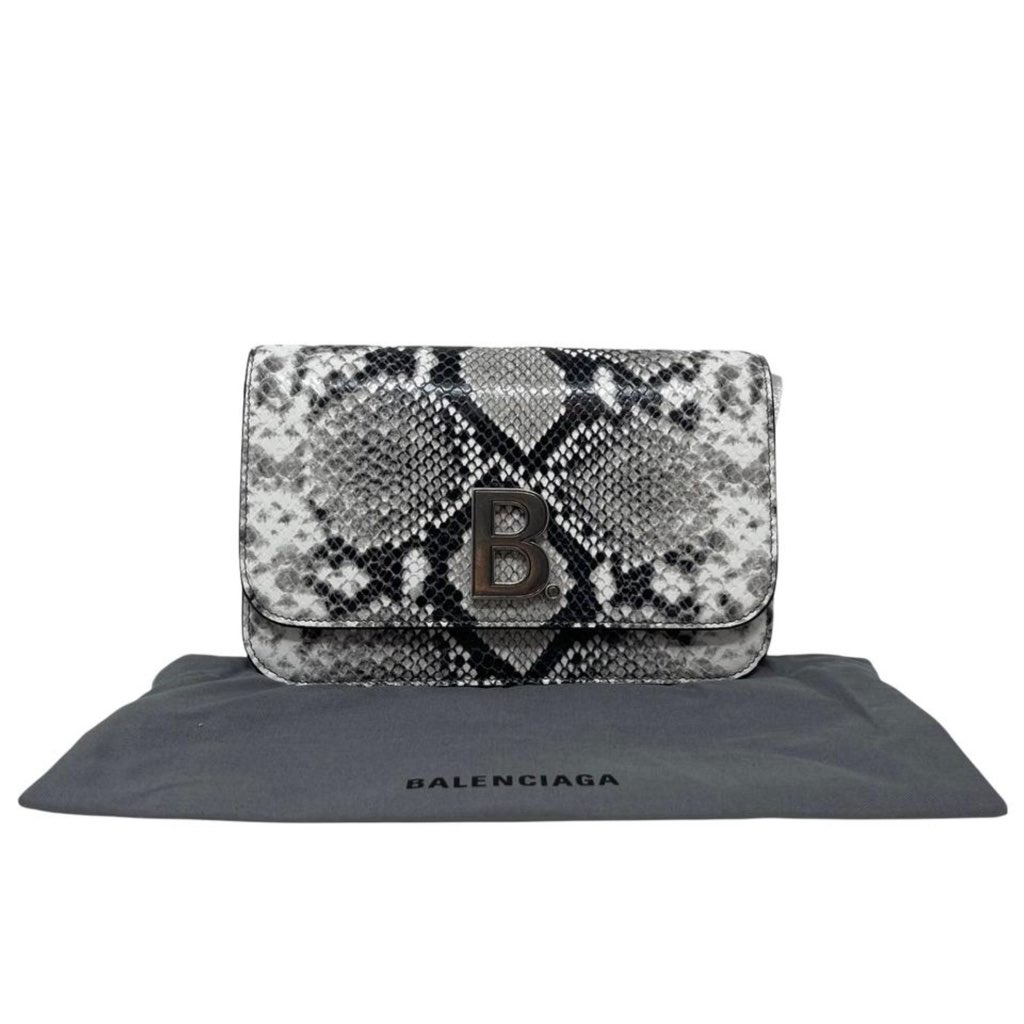 Balenciaga Balenciaga B Python Print Calfskin Leather Wallet on Chain Bag - 4