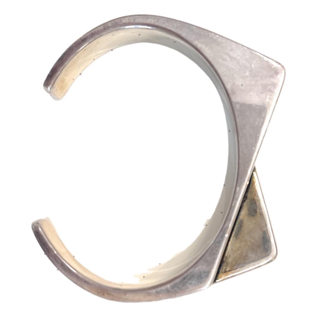 Saint Laurent Saint Laurent 2 Pentes Two-Slope Oxidized Silver Bracelet - 4