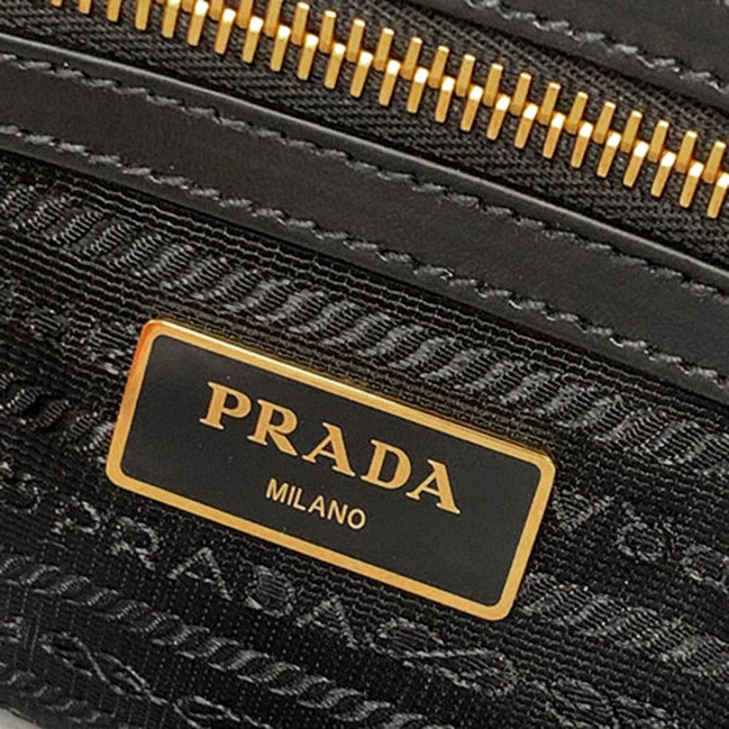 Prada Prada Black Canvas Jacquard Logo Leather Trim Small Satchel - Image 10