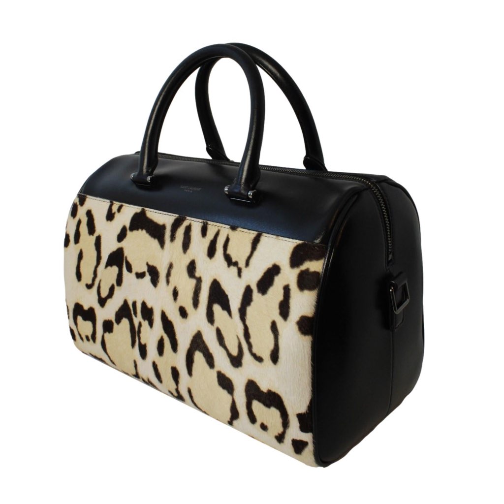 Saint Laurent Saint Laurent 12 Hour Calfskin Leather Pony Hair Duffle Bag - Image 6