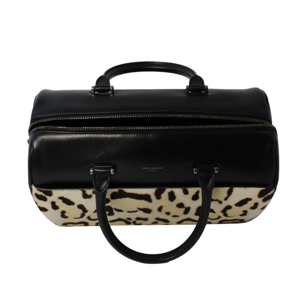 Saint Laurent Saint Laurent 12 Hour Calfskin Leather Pony Hair Duffle Bag - Image 10