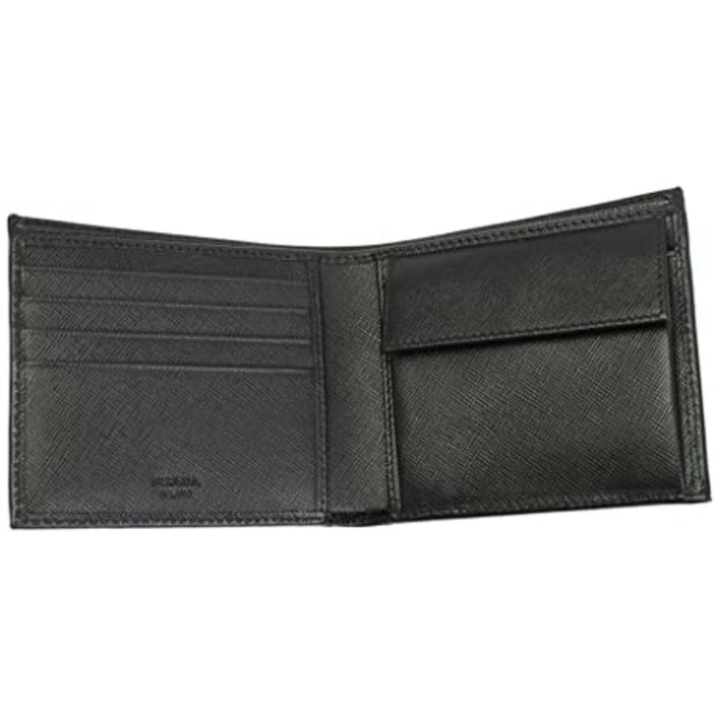 Prada Prada Men's Black Saffiano Leather Logo Billfold Bifold Wallet - Back view