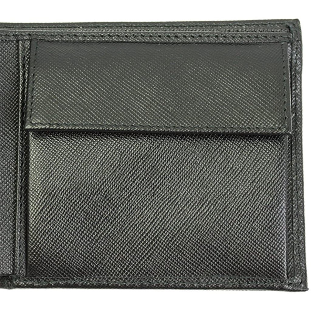 Prada Prada Men's Black Saffiano Leather Logo Billfold Bifold Wallet - Side view