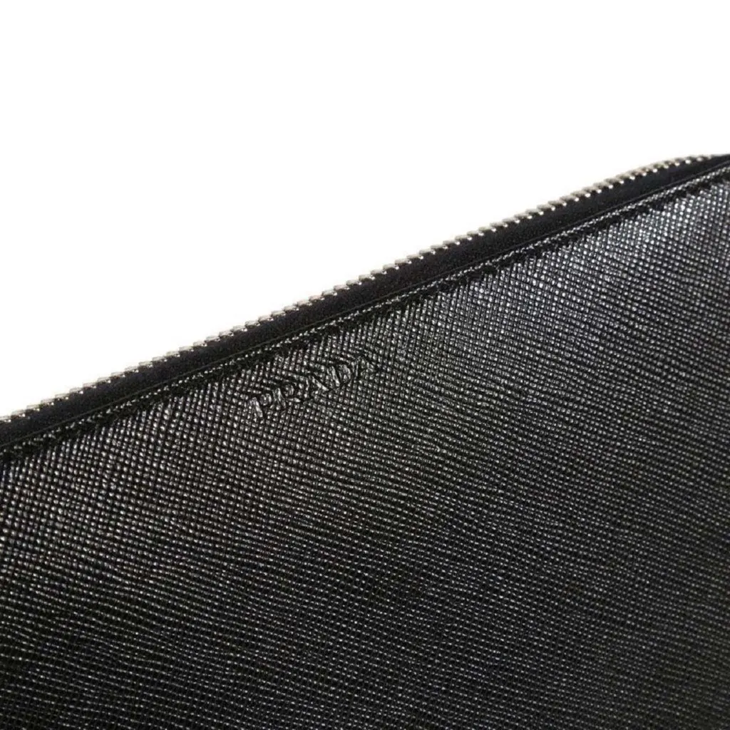 Prada Saffiano Active Black Leather Stripe Zip Around Wallet Black Leather Never worn, with tag - Inside View