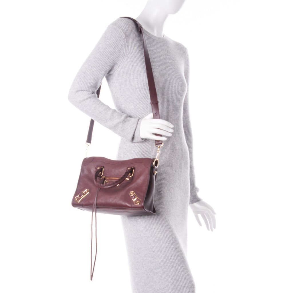 Balenciaga Balenciaga City Prune Purple Goat Leather Small Shoulder Bag - Back view