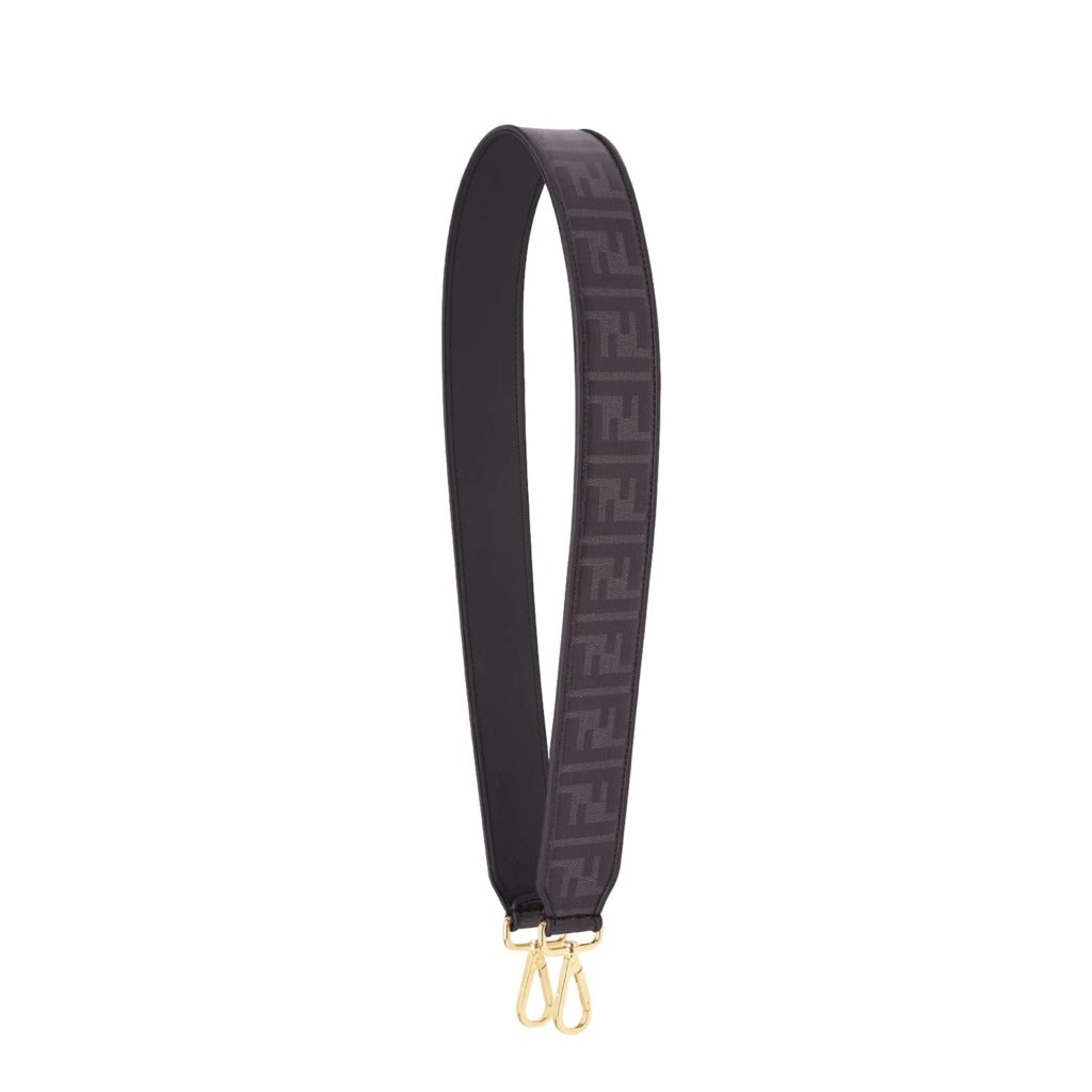 Fendi Fendi Strap You Black Glazed Fabric FF Zucca Shoulder Strap