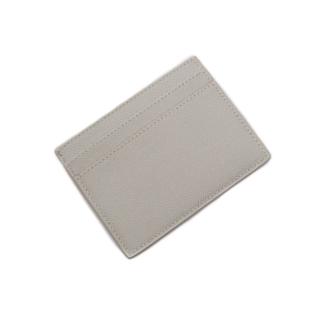 Saint Laurent Saint Laurent Grey Grain de Poudre Leather Credit Card Case Wallet - Back view