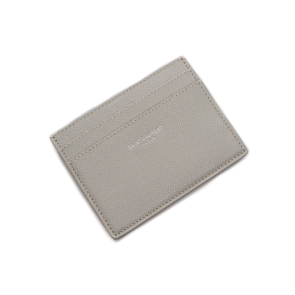 Saint Laurent Saint Laurent Grey Grain de Poudre Leather Credit Card Case Wallet - Image 6