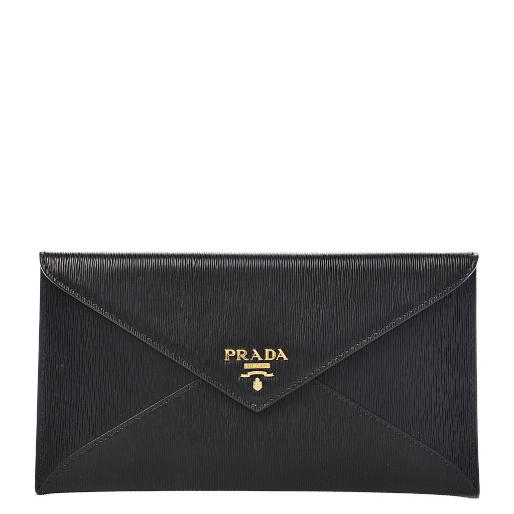 Prada Prada Black Vitello Move Leather Long Envelope Wallet