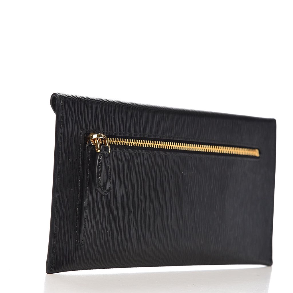 Prada Prada Black Vitello Move Leather Long Envelope Wallet - Detail 2