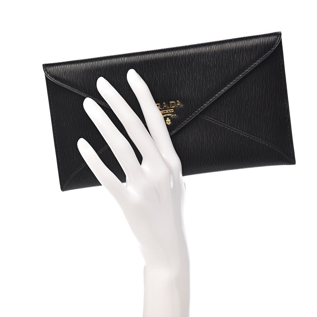 Prada Prada Black Vitello Move Leather Long Envelope Wallet - Image 10