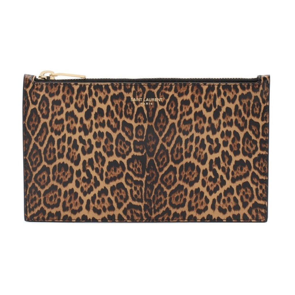 Saint Laurent Saint Laurent Leopard Printed Calfskin Leather Small Pouch